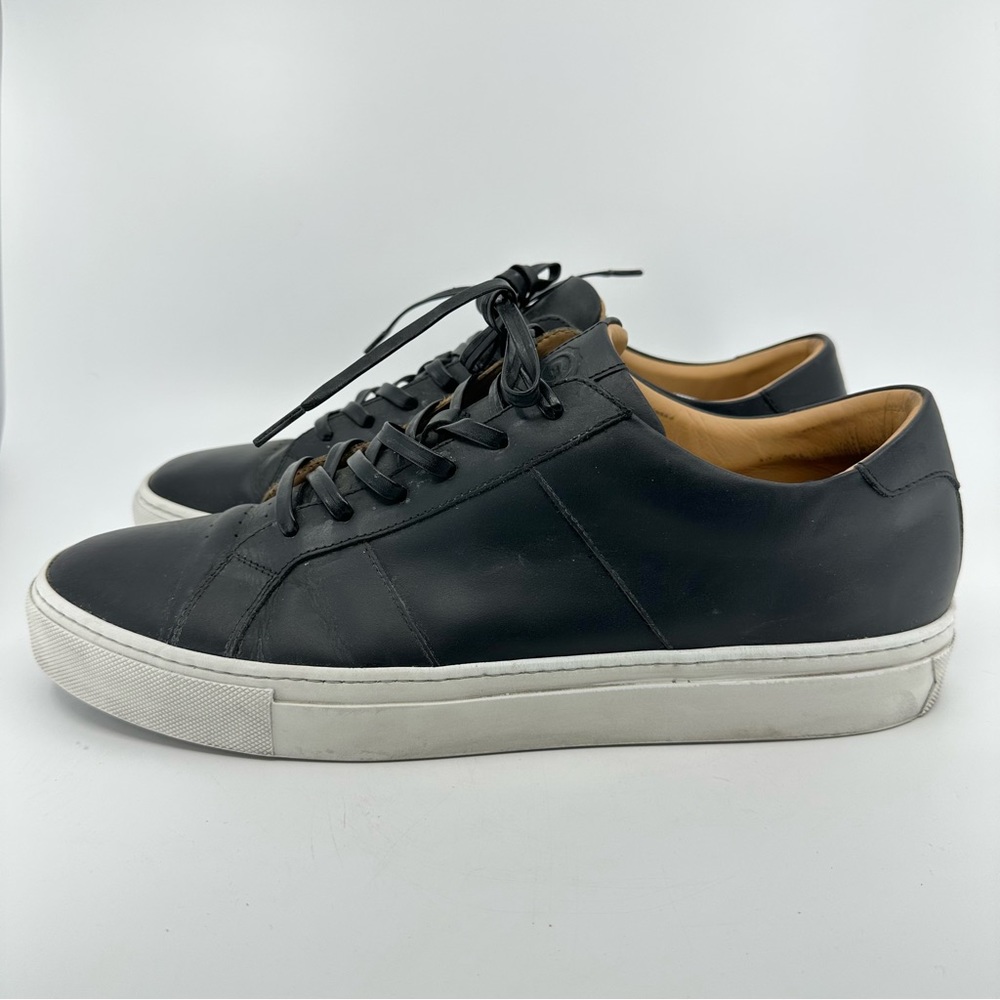 GREATS BROOKLYN Royale Blanco Men Black Italian Leather Sneaker Shoes Size 14